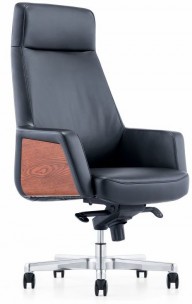 Кресло руководителя Бюрократ _Antonio черный кожа крестов. алюминий