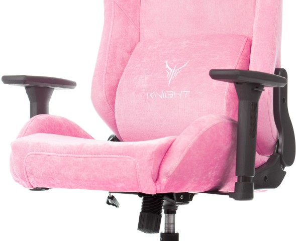 Кресло игровое Knight N1 Fabric розовый Velvet 36 с подголов. крестов. металл