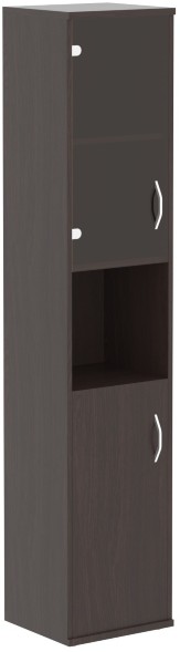 Шкаф колонка с малой глухой и стеклянной дверьми СУ-1.4(L) Венге Магия 406х365х1975