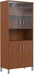 Шкаф высокий с малыми стеклянными и глухими дверьми B 430.10 Орех Гарда 900х450х2054